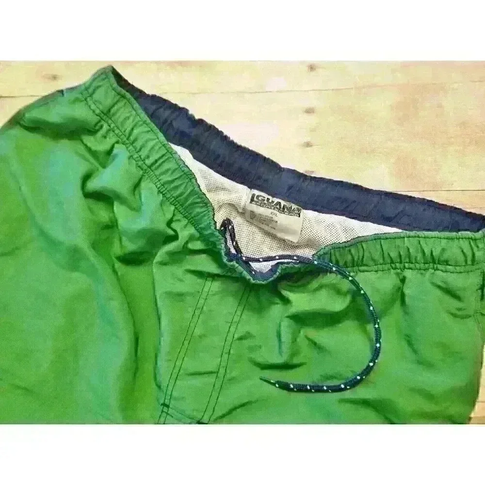 IGUANA GREEN Bathing Swim Suit Board CARGO Shorts LINED Elastic Waist size 2x